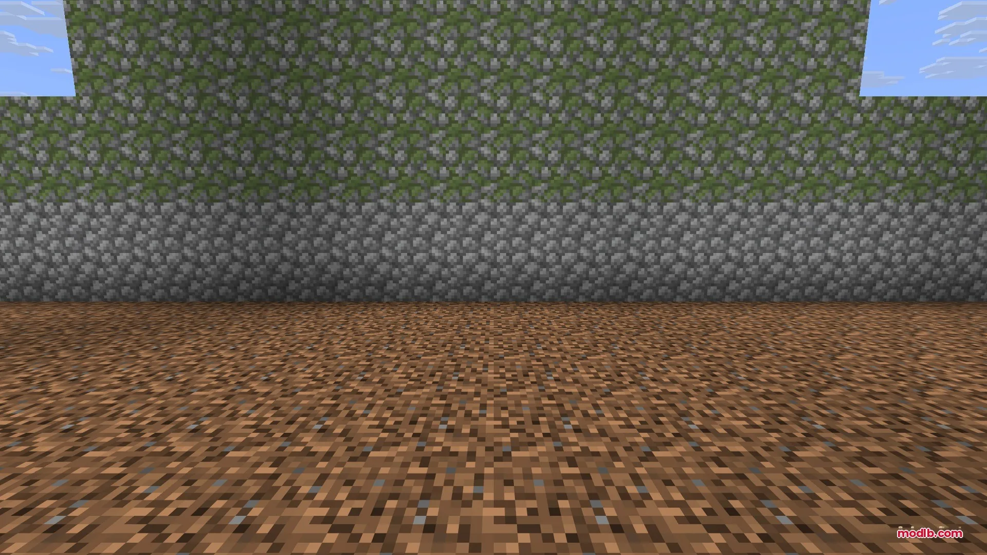 Ancient Artifacts 2 Data Pack Screenshot 2 Overgrown ruin wall featuring cobblestone and mossy cobblestone blocks on dirt ground