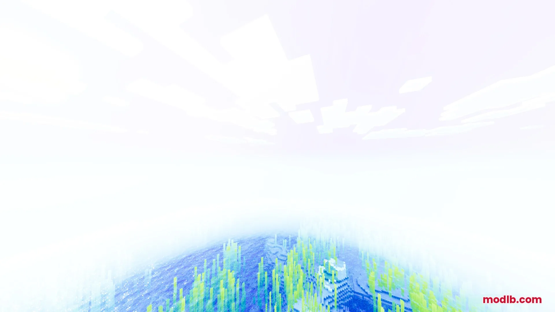 Bright sunlight reflecting off the blue ocean water filled with green kelp