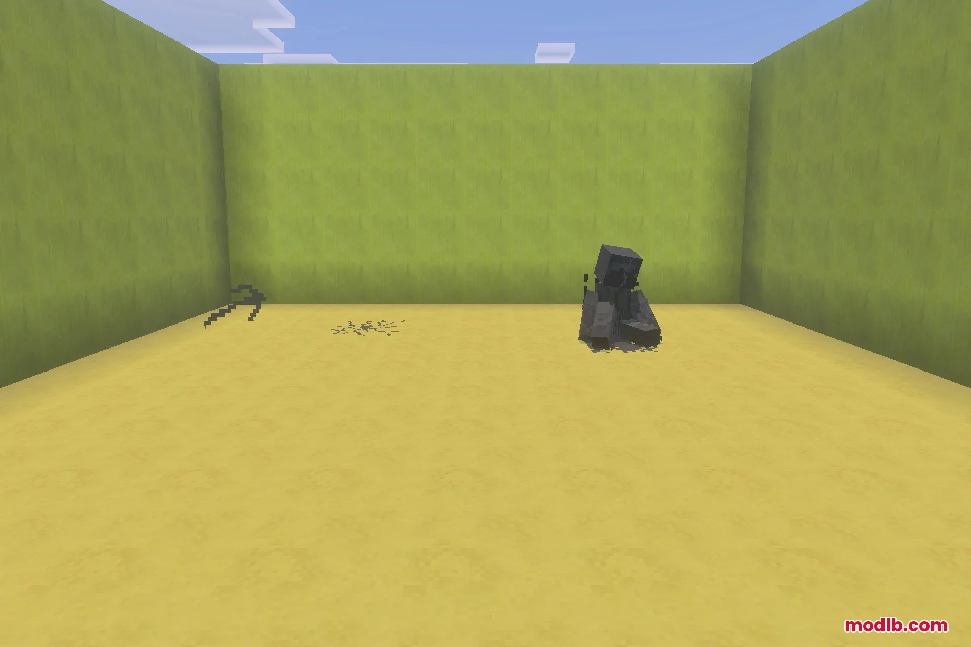 BACKROOMS THE FORGOTTEN COMPLEX Addon Screenshot 1 A dark entity from Backrooms The Forgotten Complex sits in a yellow room