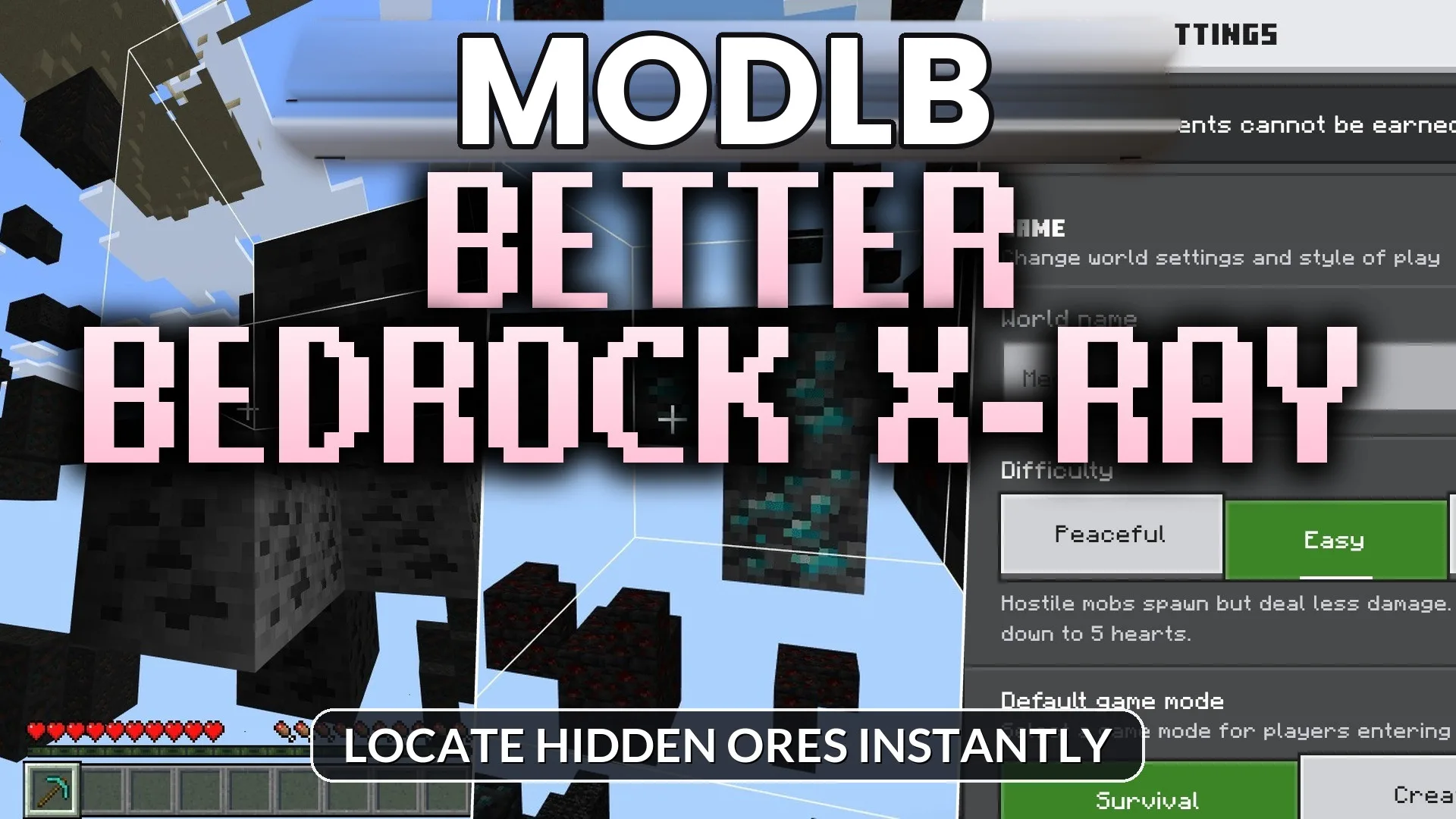 Better Bedrock X-Ray Addon (1.21, 1.20) – Locate Hidden Ores Instantly cover art
