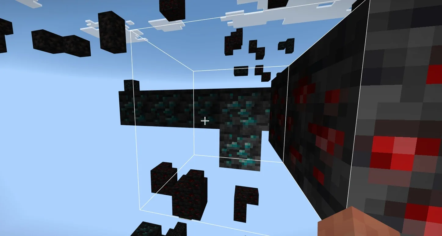 Better Bedrock X-Ray Addon Screenshot 1 Better Bedrock X Ray Addon showing deepslate diamond and redstone ores through blocks