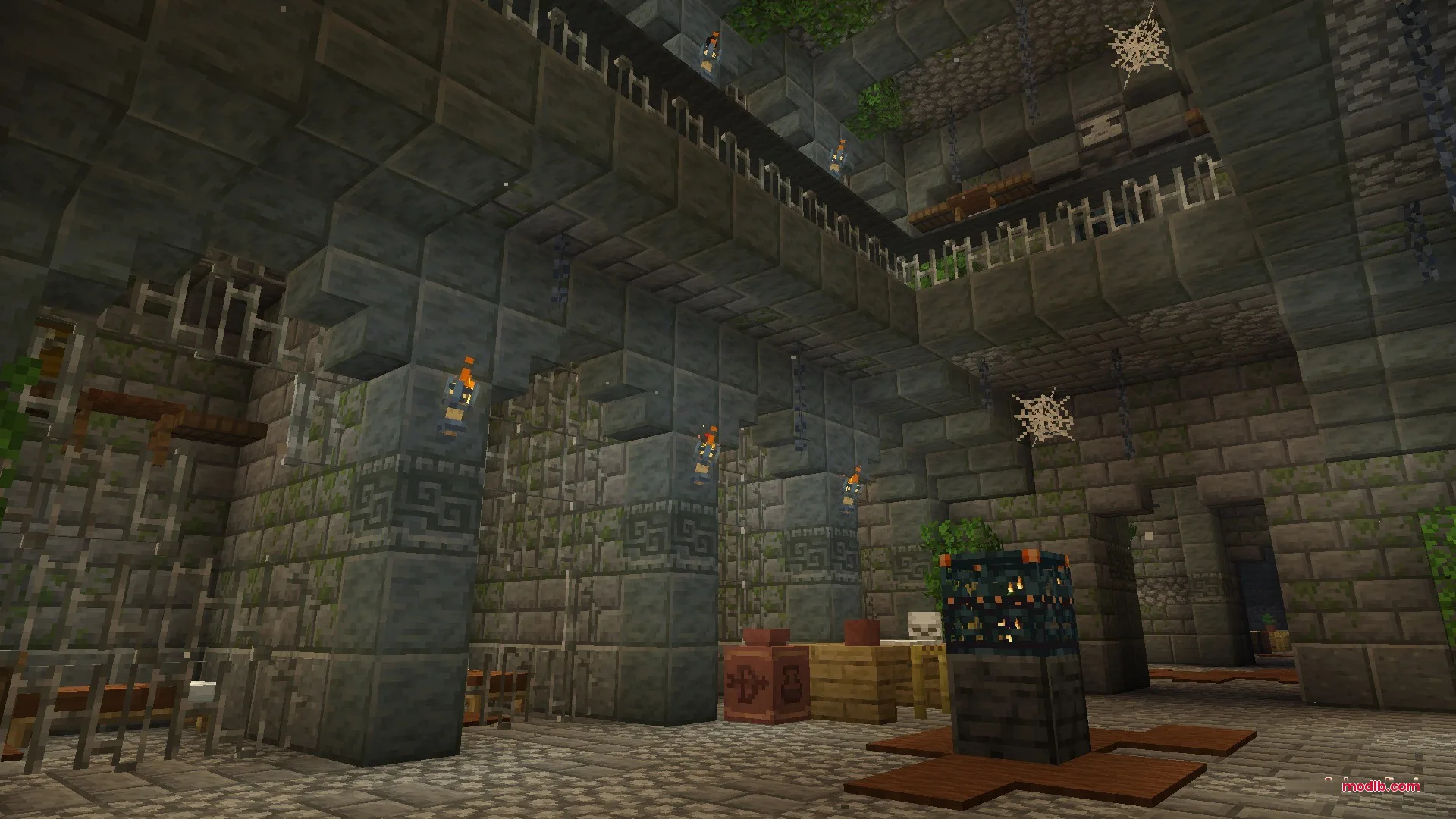 Citadel of Trials Data Pack Screenshot 8 A mob spawner sits in the center of a stone jail chamber