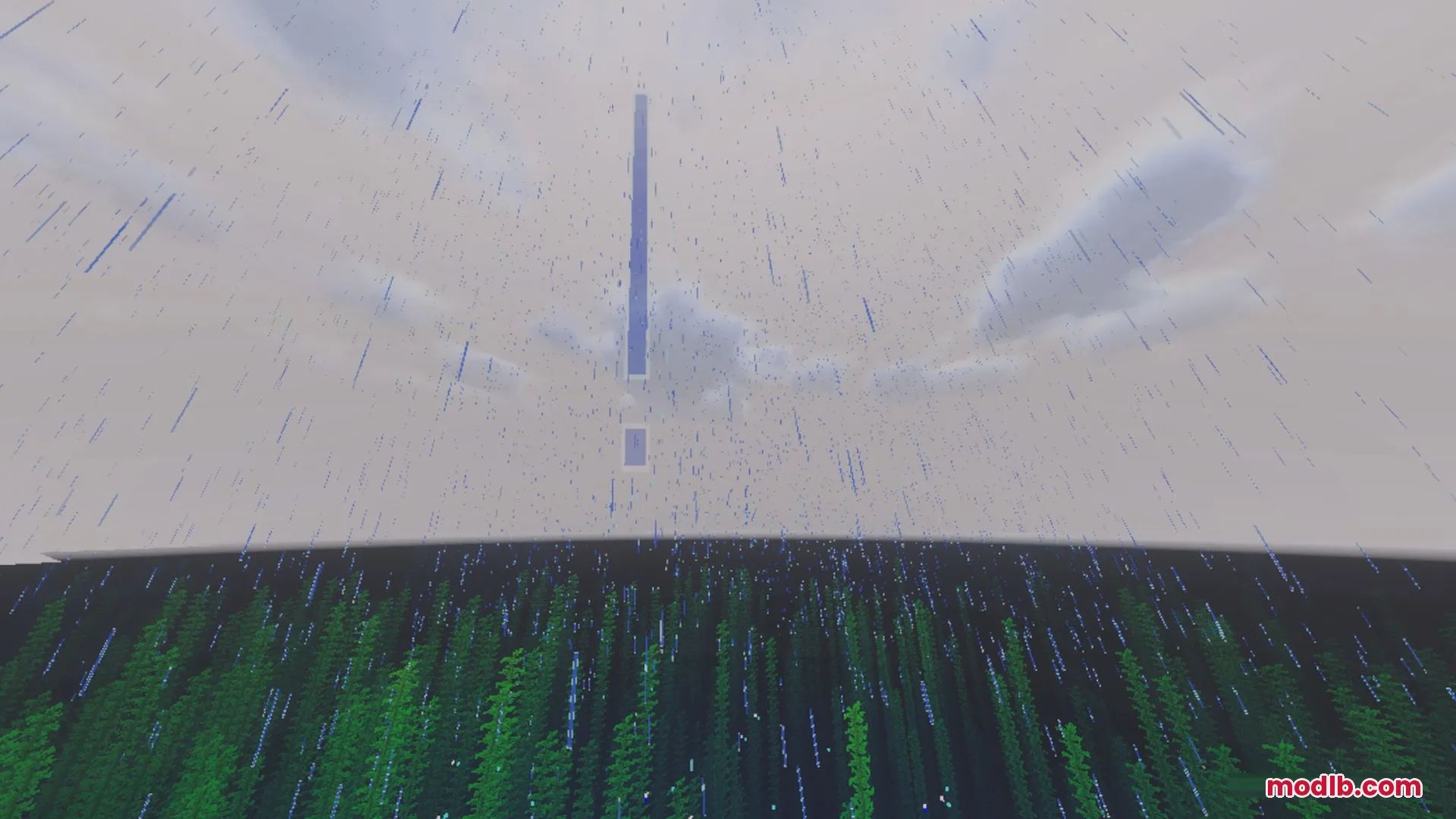 Complementary Unbound Clouds Shader Screenshot 10 Rain falls from the sky over a deep ocean filled with green kelp