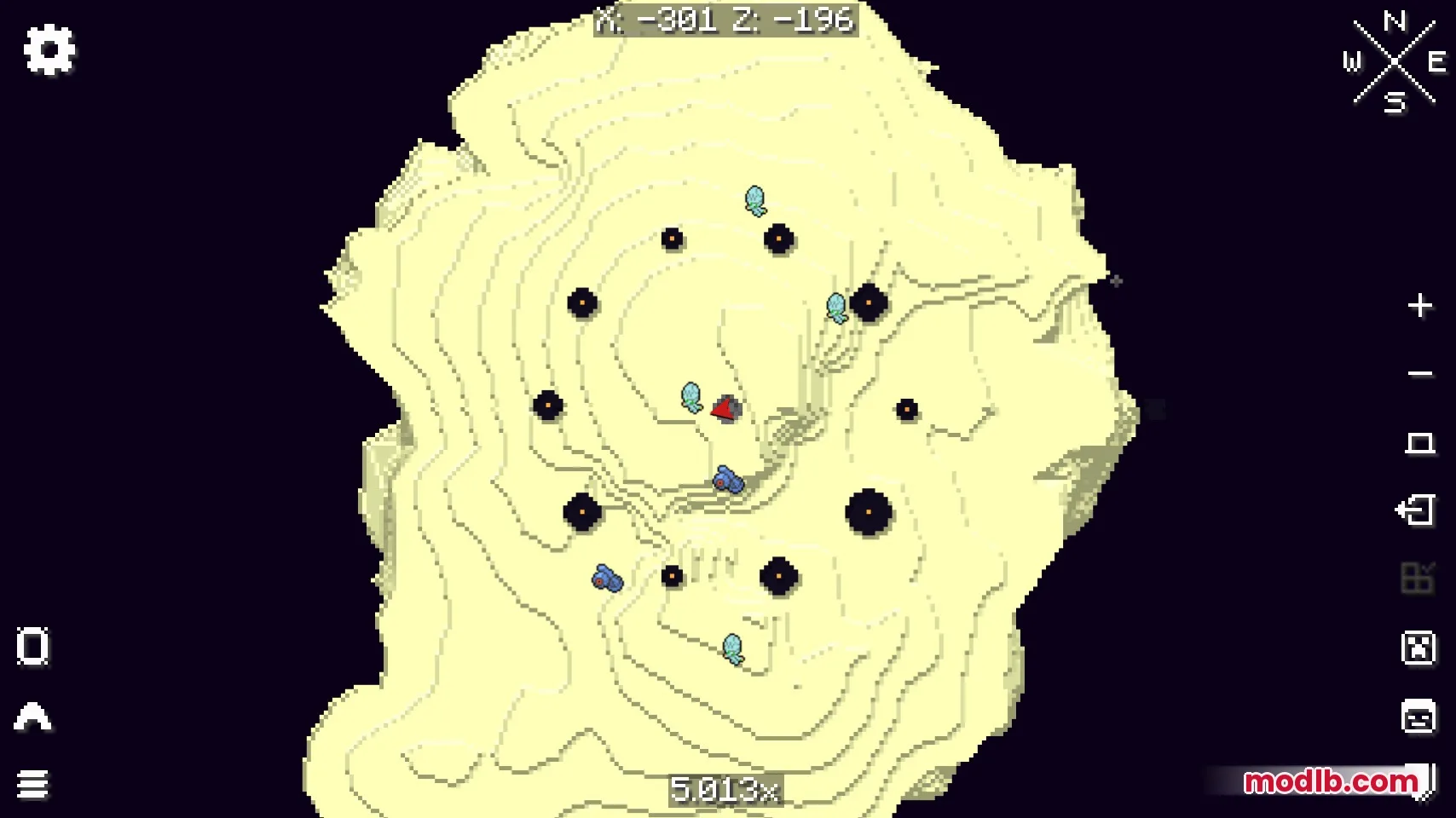 The End island minimap showing Pokemon icons around the central obsidian pillars