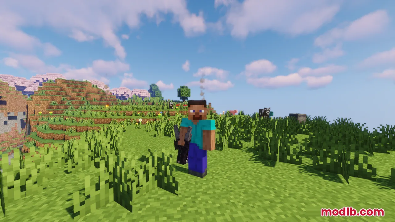Steve holding a dark dragon head item from the Ender Dragon Reborn pack