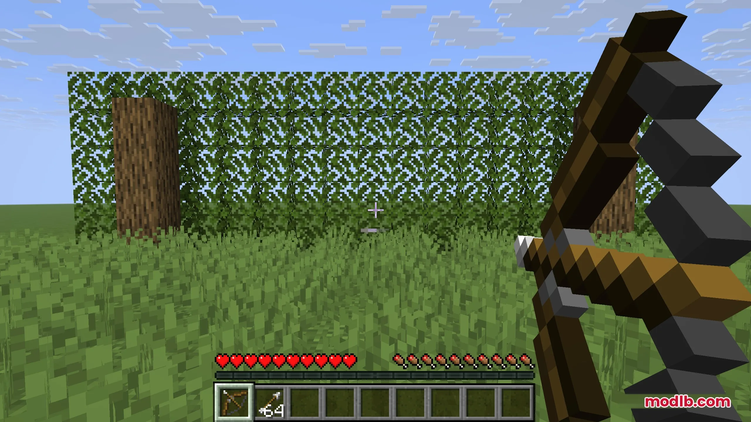 Player drawing a bow with a progress indicator bar below the crosshair