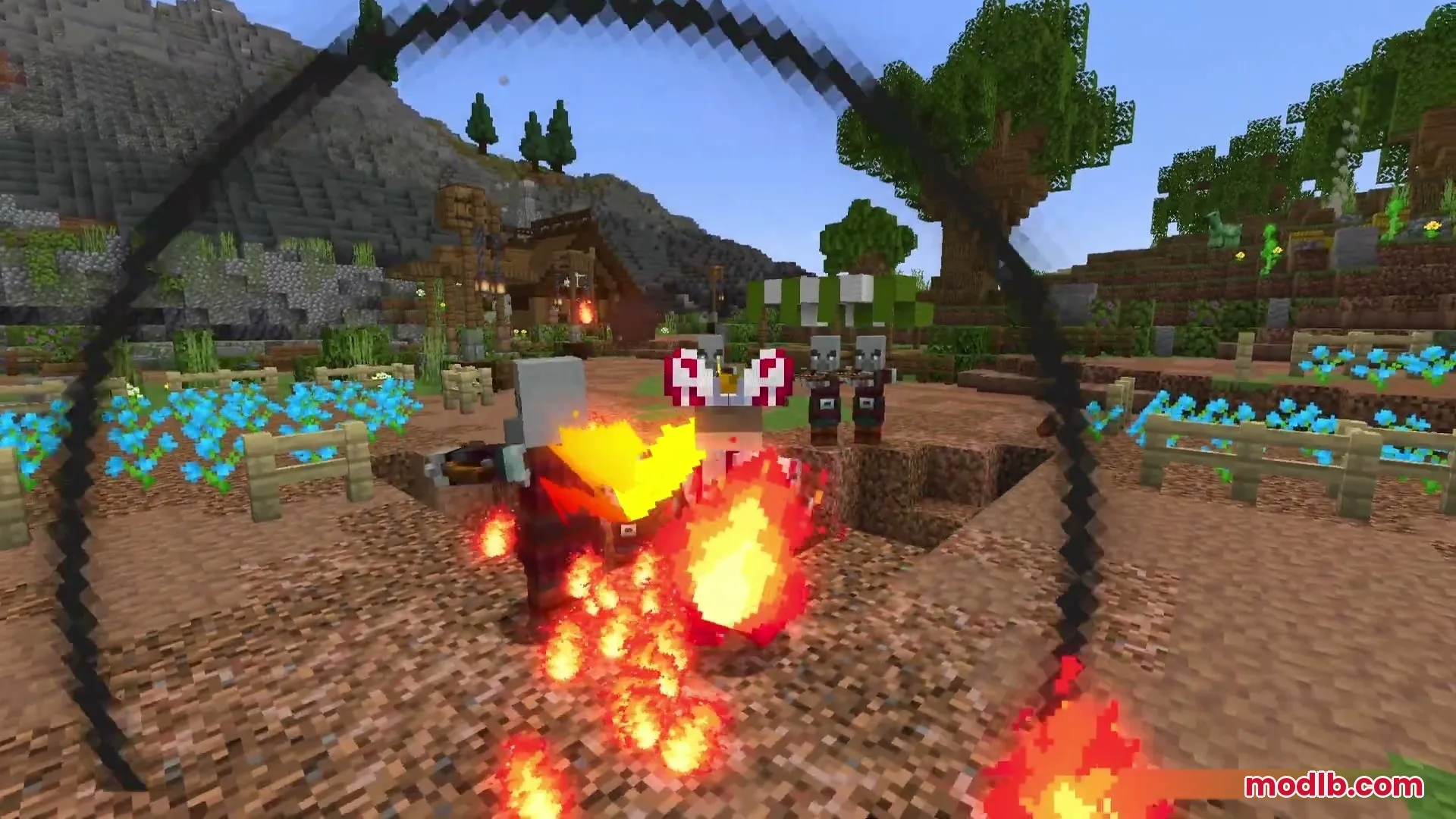 A player uses the Phoenix technique to unleash fire attacks against hostile mobs