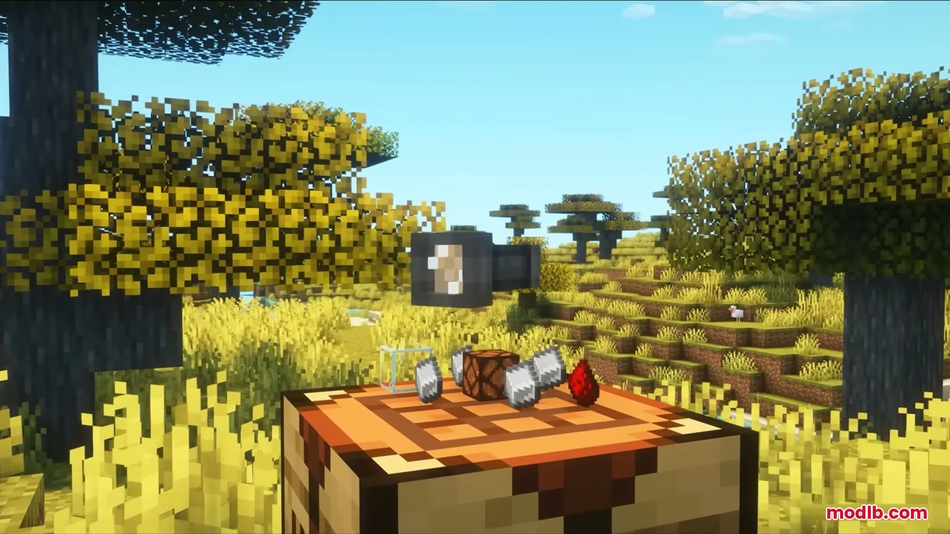 Flashier Flashlights Mod Screenshot 5 Crafting a flashlight using iron ingots and a redstone lamp