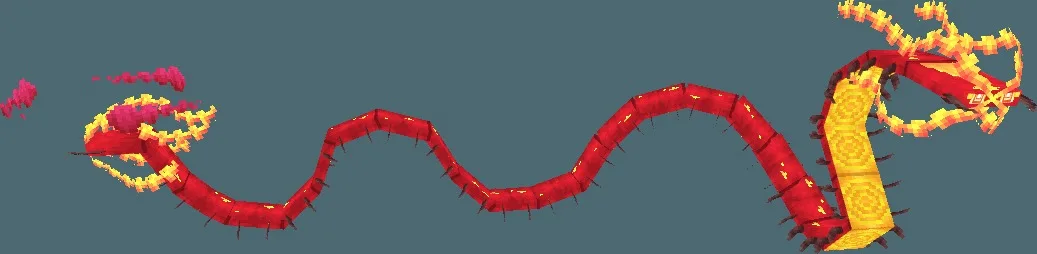 Giant red fiery centipede monster model from the Gmore Mons data pack