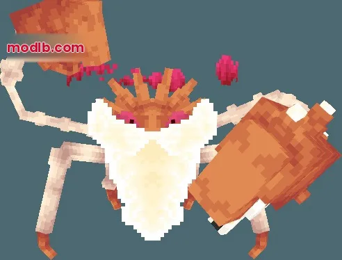 A giant pixelated Kingler model with massive orange claws and white beard