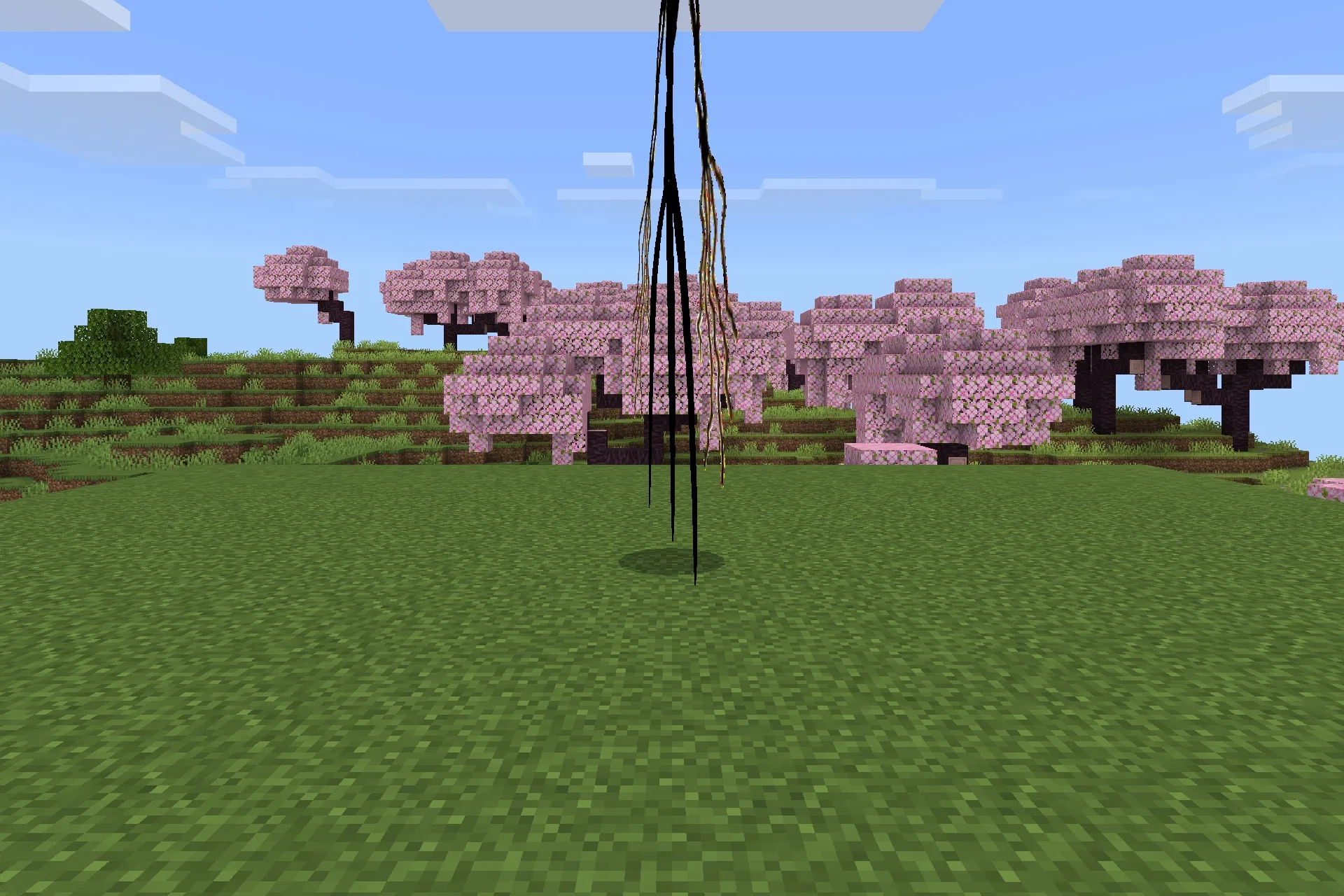 Goat Stalker Addon Screenshot 5 A tall dark creature standing in front of a cherry blossom forest