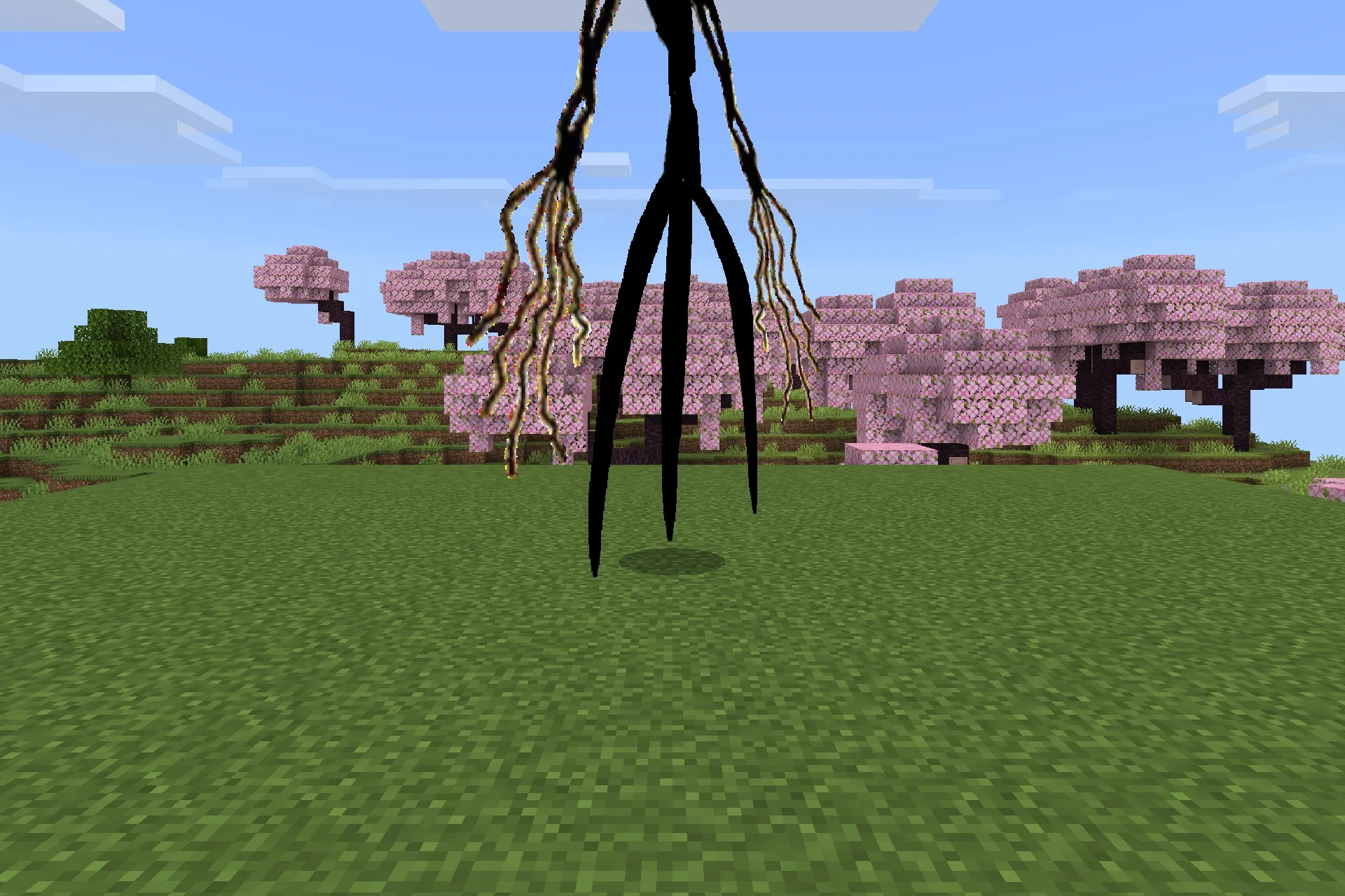 Goat Stalker Addon Screenshot 4 The Goat Stalker entity stalks the player from a distance in Minecraft