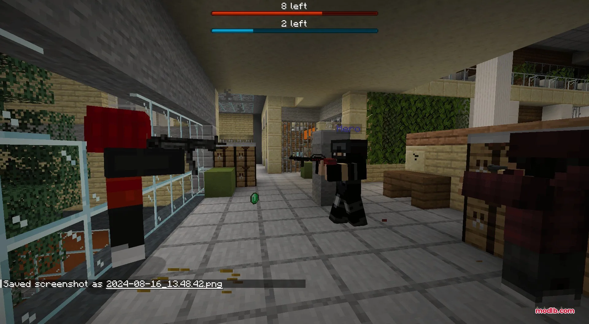Guns Gadgetery & Mission Editor Data Pack Screenshot 8 Tactical combat scene featuring characters with guns inside a modern office building