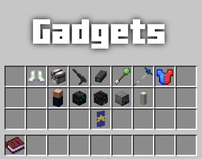 Guns Gadgetery & Mission Editor Data Pack Screenshot 5 Minecraft interface showcasing a collection of spy gadgets and tactical equipment