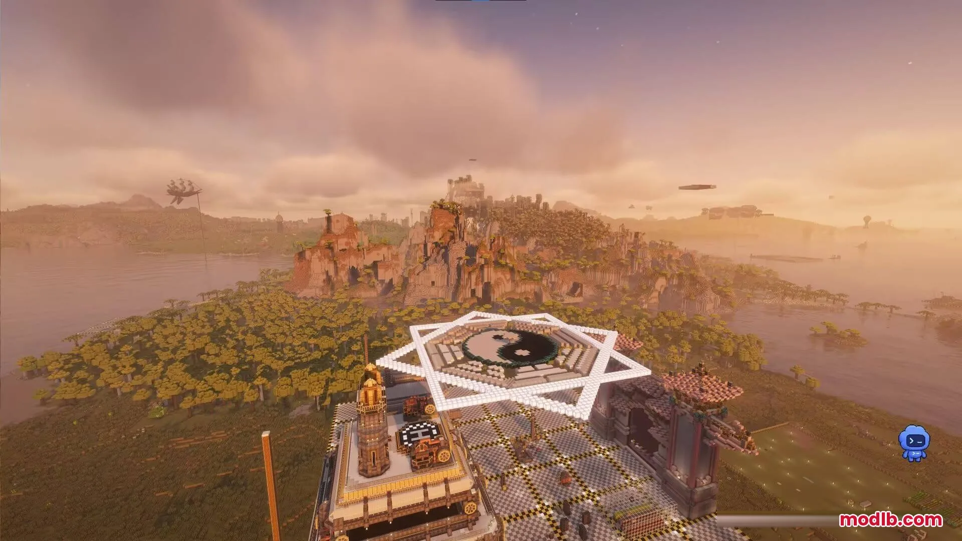 Horizon Reach Render Mod Screenshot 5 A large Yin Yang symbol overlooks a vast landscape with distant mountain ranges