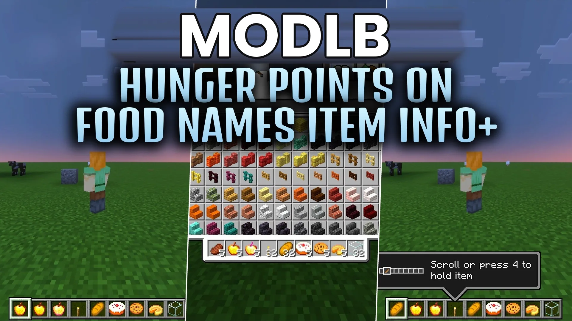 Hunger Points on Food Names Item Info+ Texture Pack (26.x, 1.21) – Food Stats At-a-glance
