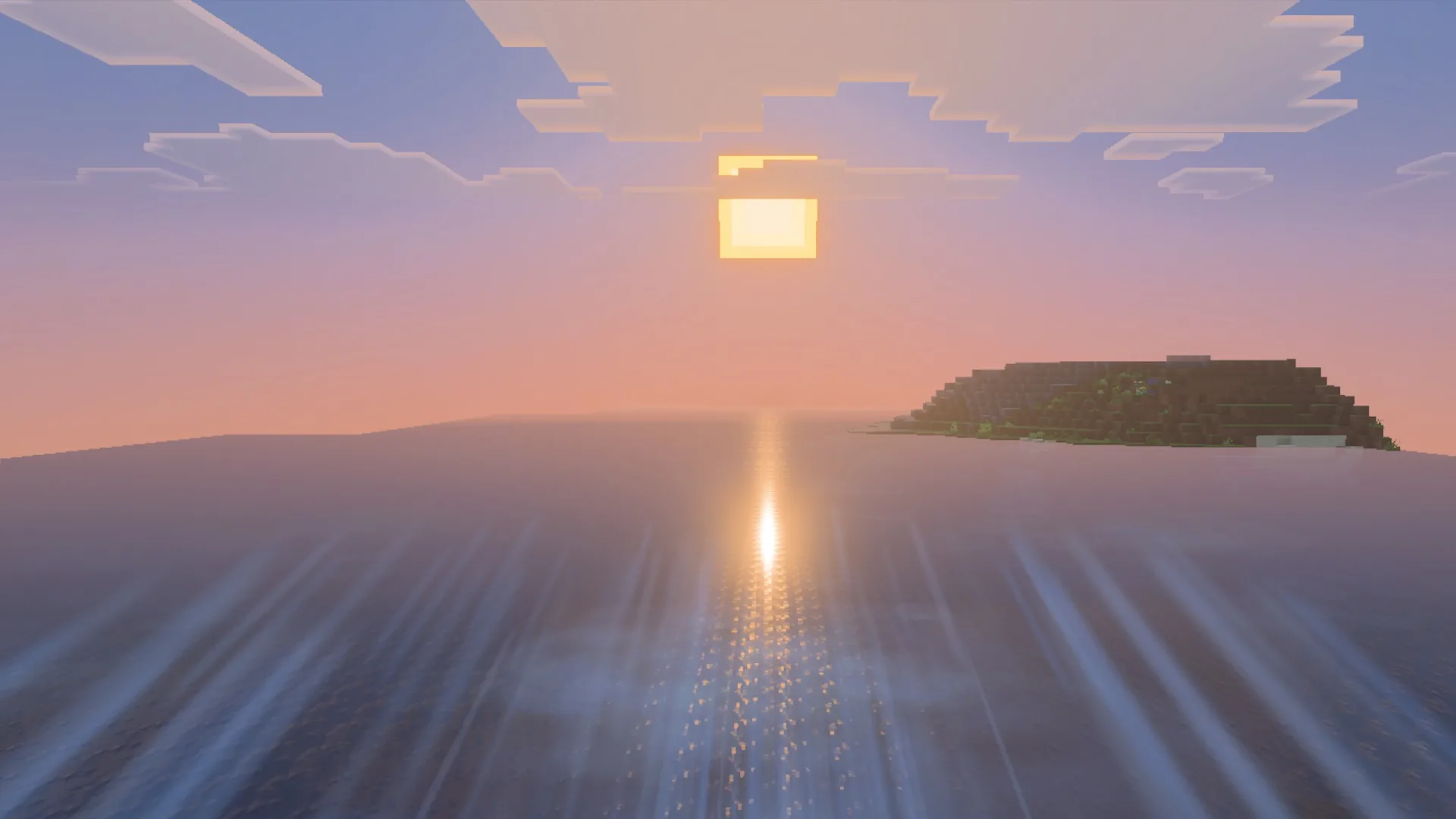 Sunset light reflecting on the ocean with the La Nature pack
