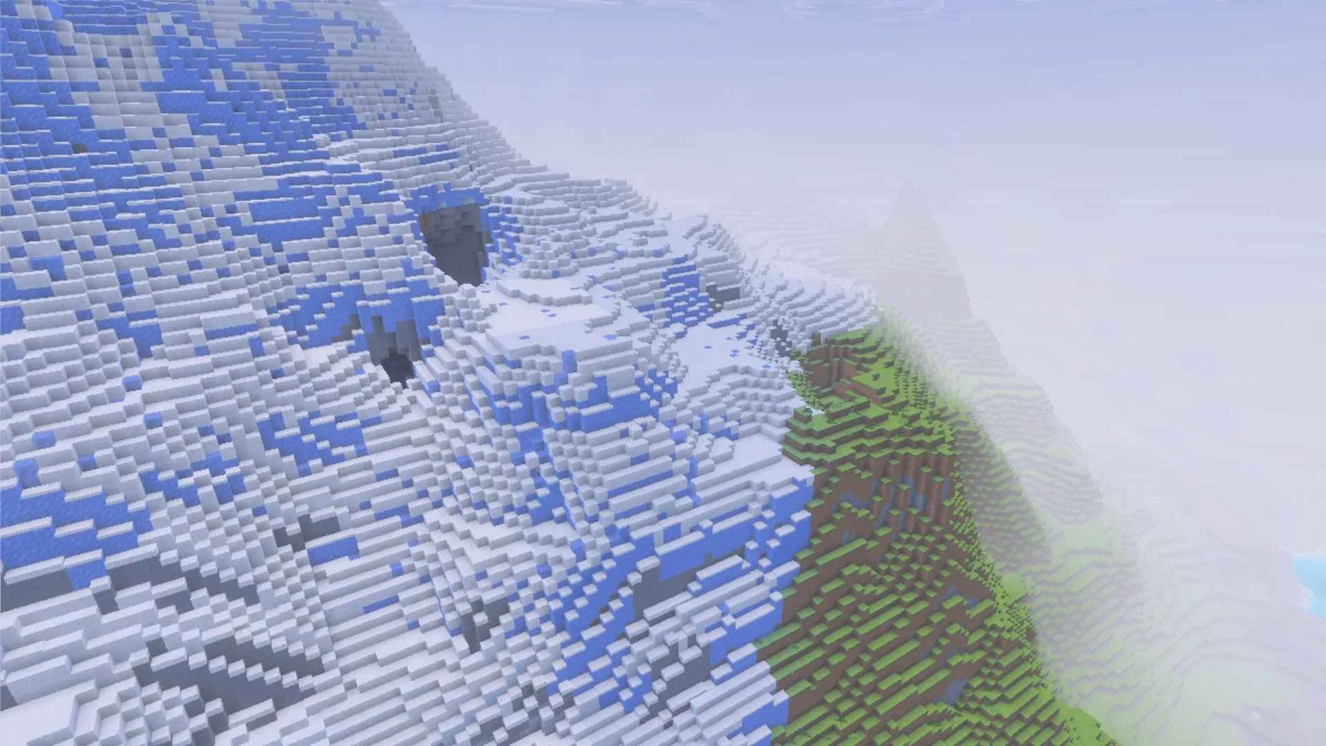 A snowy mountain slope and stone terrain using the La Nature textures