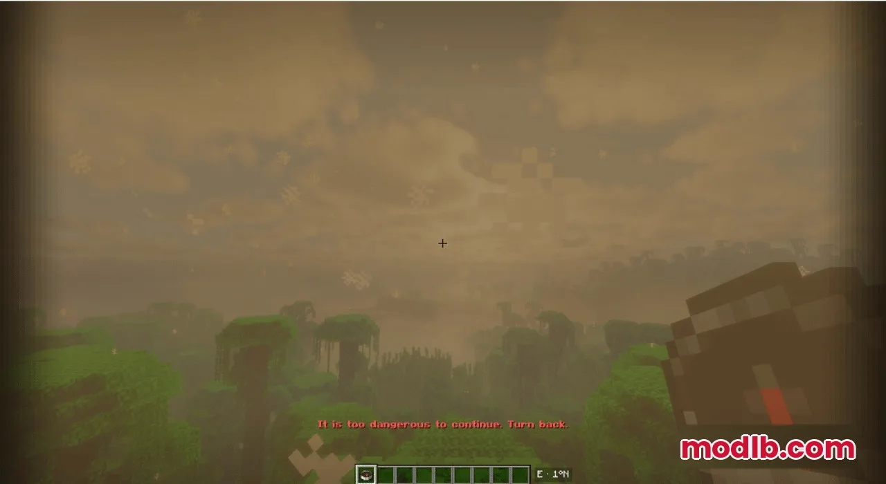 Latitude Mod Screenshot 7 Red warning text appears when a player reaches the dangerous map edge