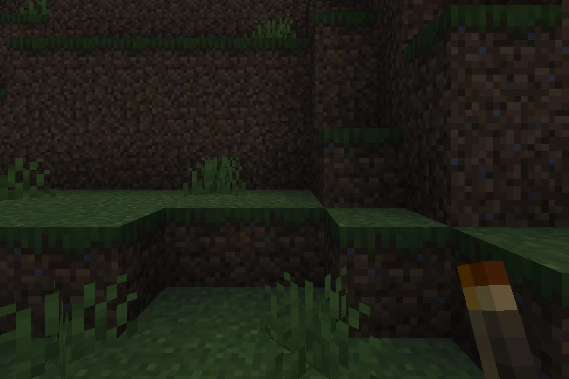 Lilium Dynamic Light Addon Screenshot 4 The held torch provides dynamic light to the surrounding dark terrain and grass