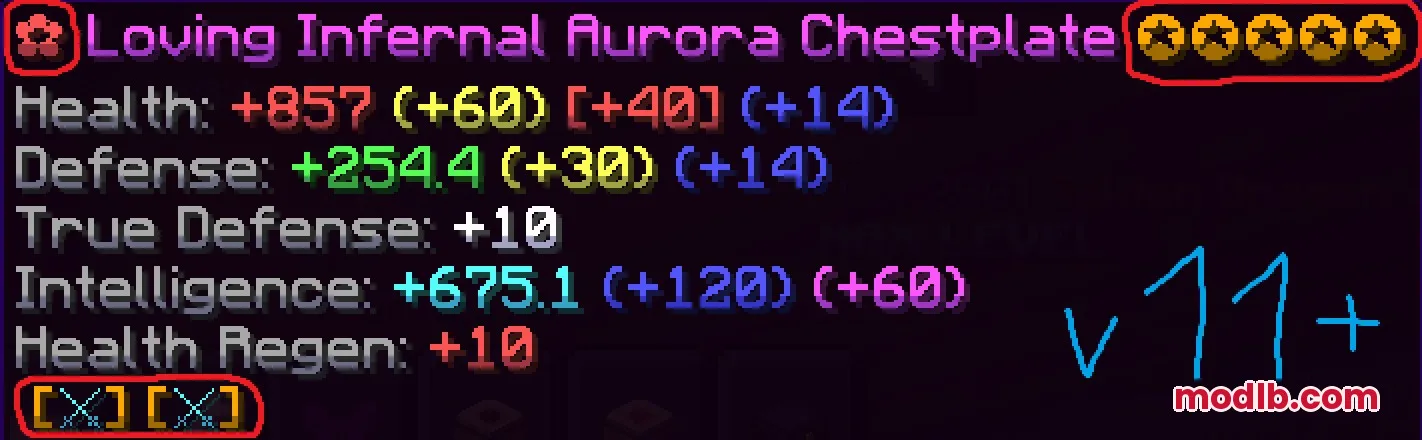 Lumina Velvet Script Resource Pack Screenshot 4 Armor piece tooltip showing stats with Lumina Velvet Script gradient text effects