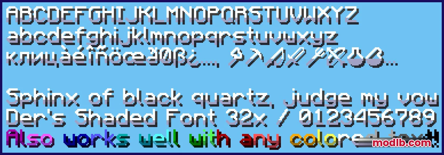 Lumina Velvet Script Resource Pack Screenshot 1 Lumina Velvet Script font preview showing various characters with smooth gradient shading