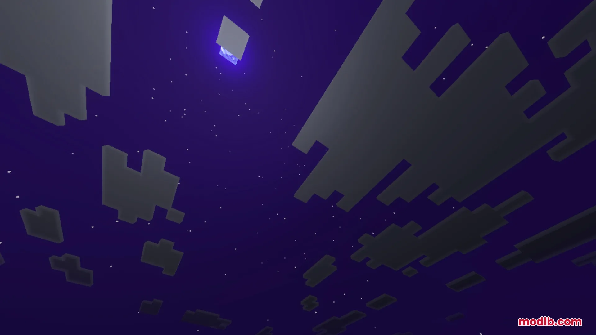Looking up at a vibrant purple night sky with stars and clouds