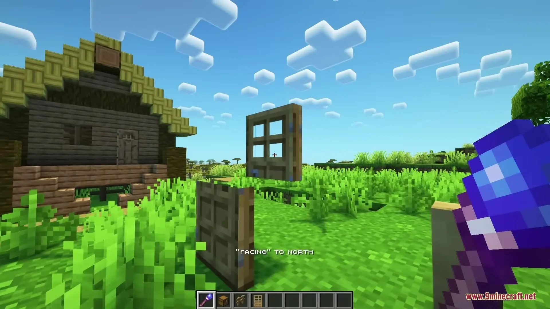 Magical Debug Stick Resource Pack Screenshot 5 Player uses a magical debug stick to rotate a floating wooden door