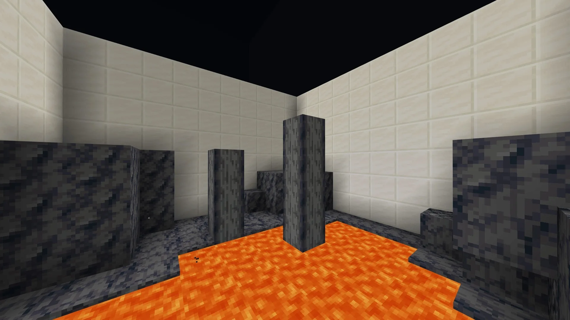 Parkour a Map Screenshot 6 Lava parkour level with dark stone pillars and white tiled walls