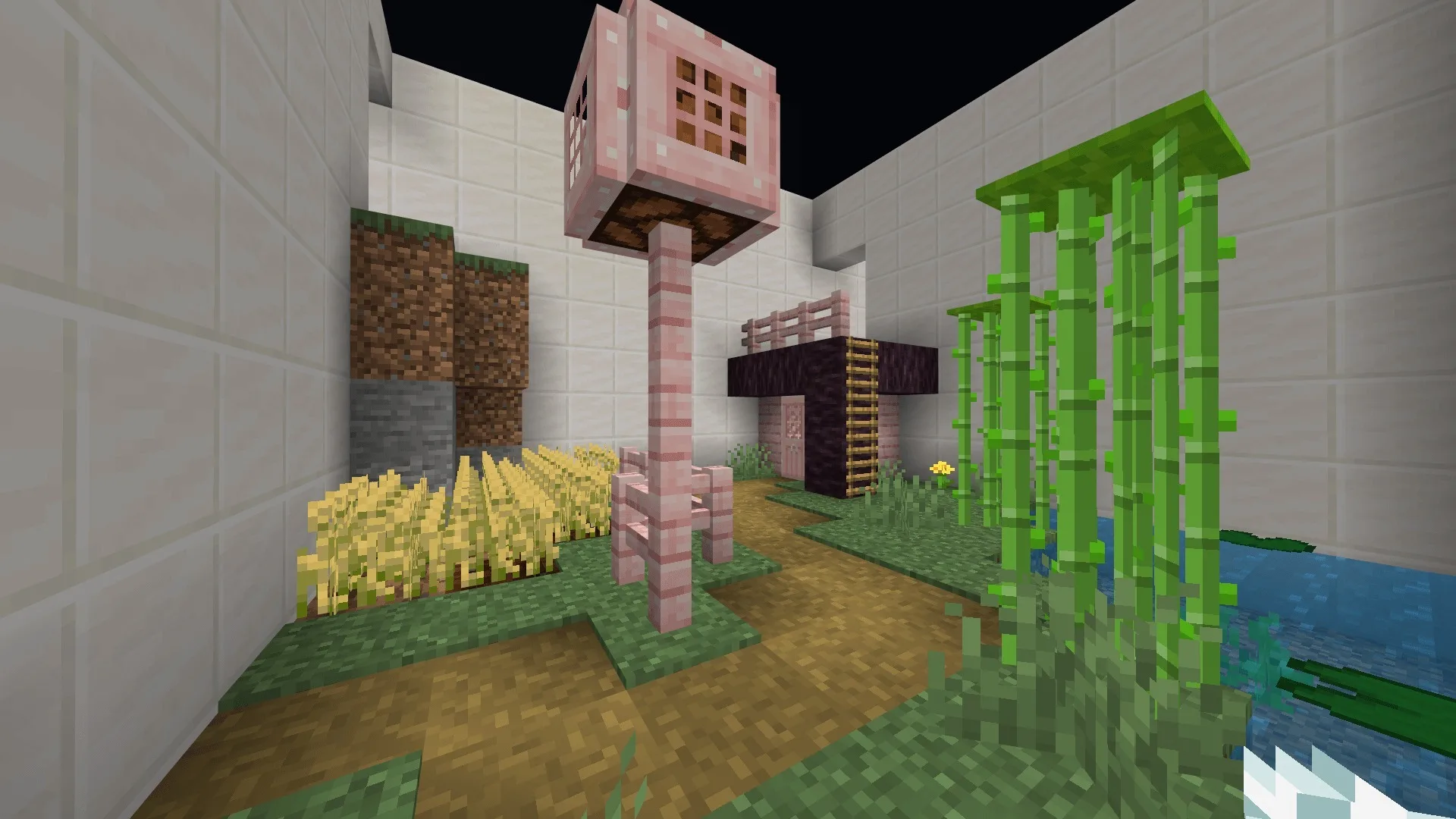 Parkour a Map Screenshot 1 Parkour A Map level featuring bamboo wheat and pink wood structures