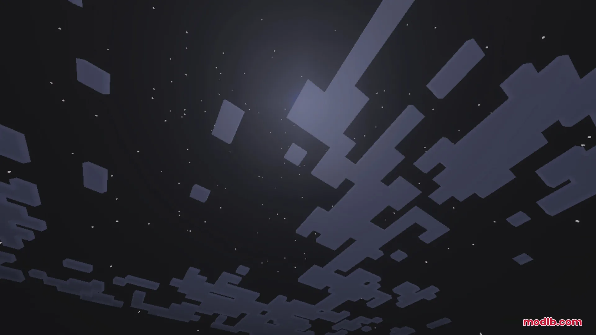 Pixie - Vibrant Visual PBR Shader Screenshot 4 Moonlight shining through blocky clouds in a starry night sky in Minecraft