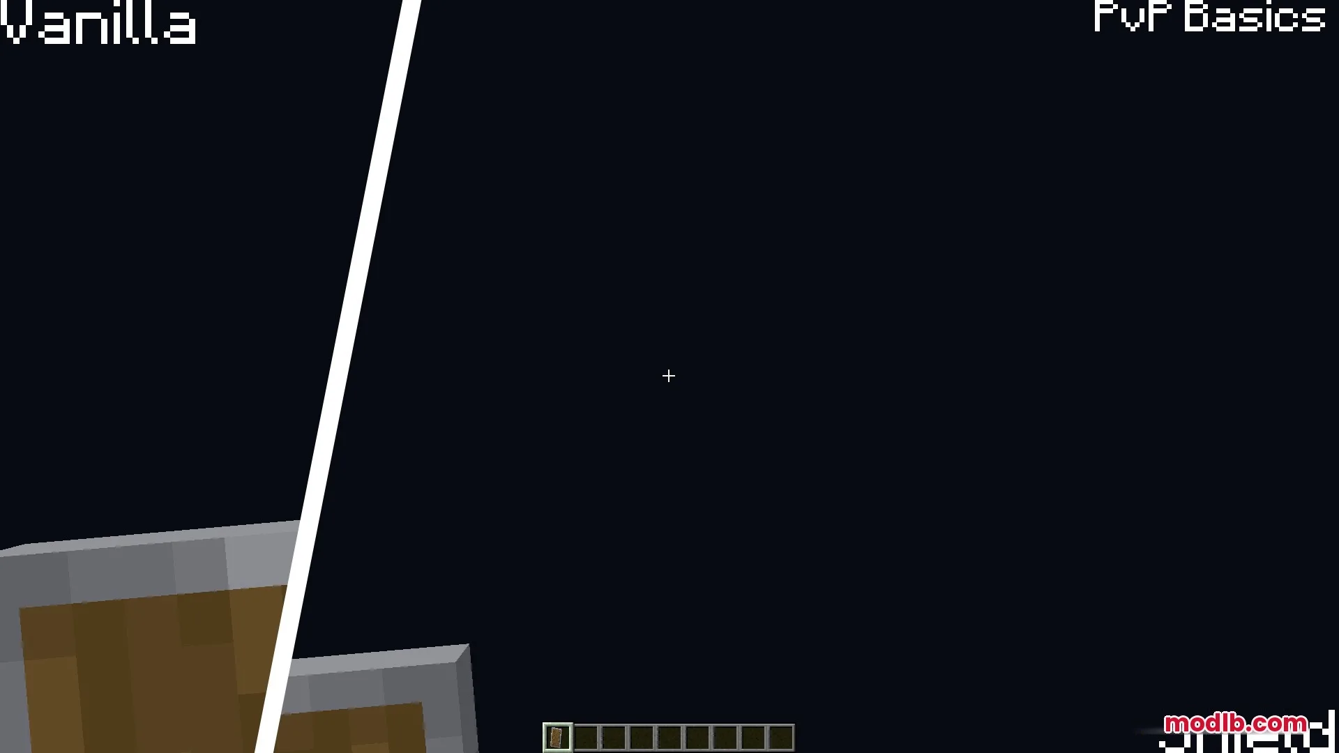 Pv P Basics Resource Pack Screenshot 3 Comparison showing a lower shield position for better visibility in Minecraft combat