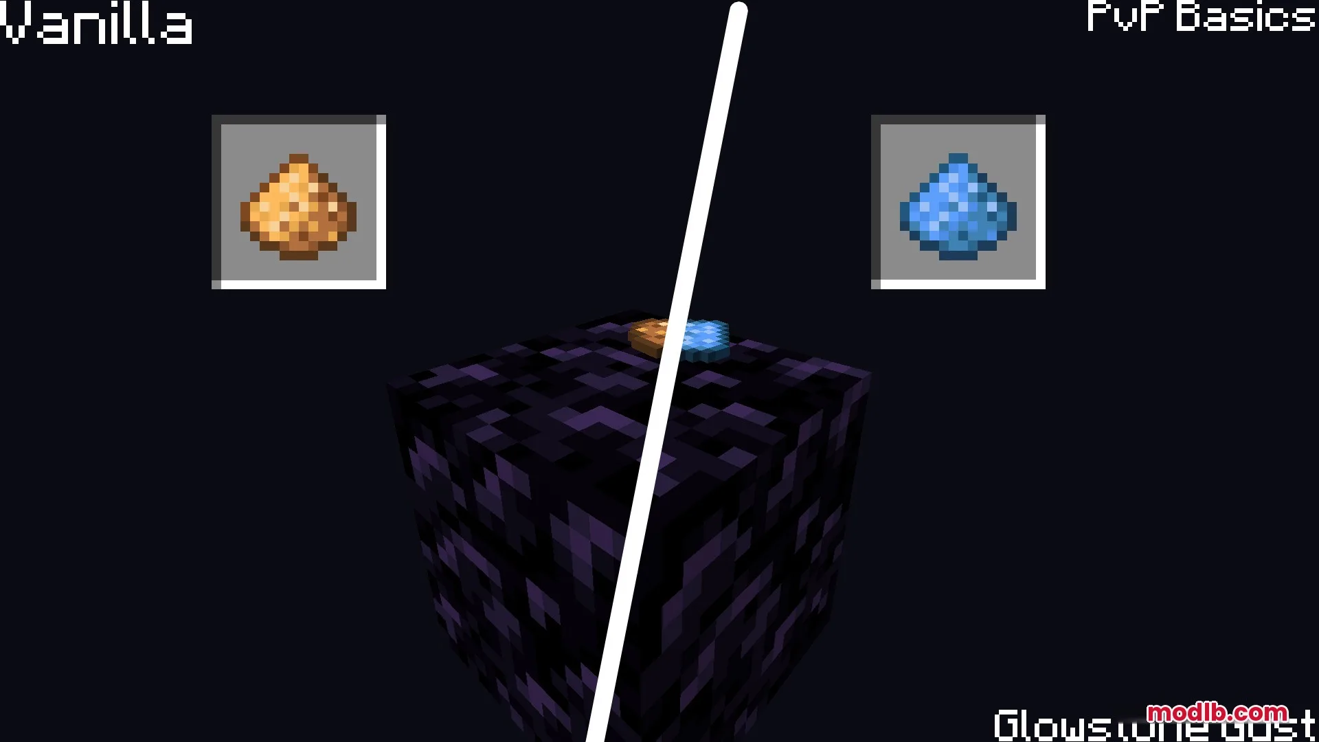 Pv P Basics Resource Pack Screenshot 4 Side by side comparison of yellow and blue glowstone dust item textures