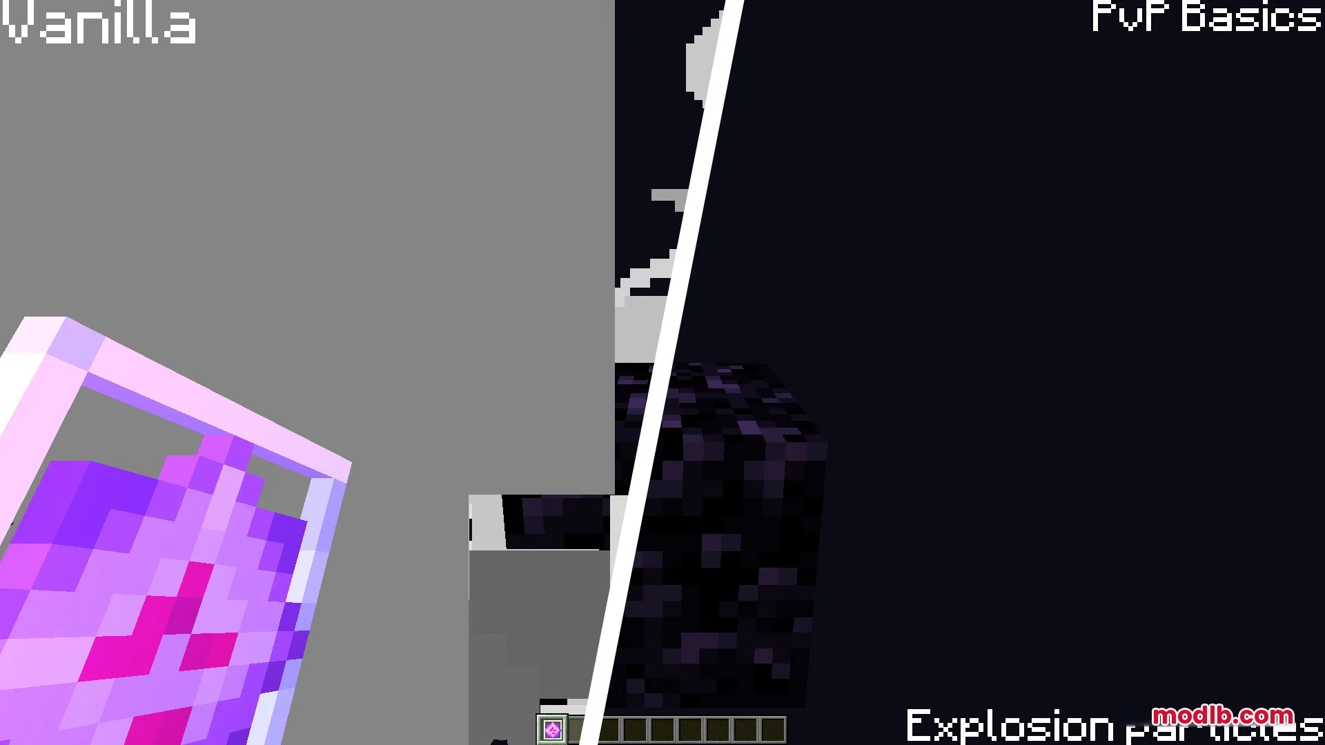Pv P Basics Resource Pack Screenshot 8 Comparison of vanilla explosion smoke and clear particles for better vision