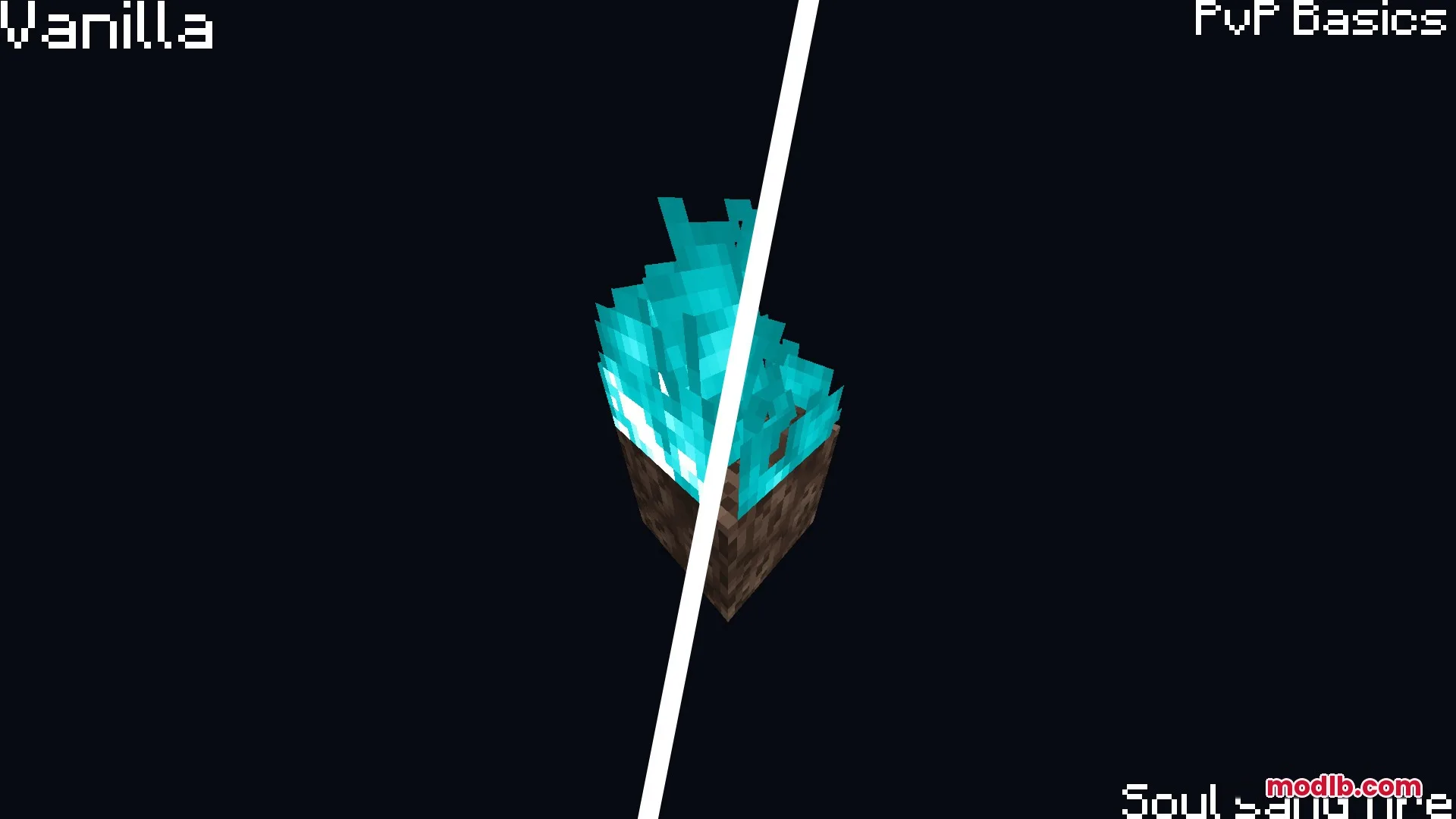 Pv P Basics Resource Pack Screenshot 5 Comparison of soul sand fire height between vanilla and the resource pack