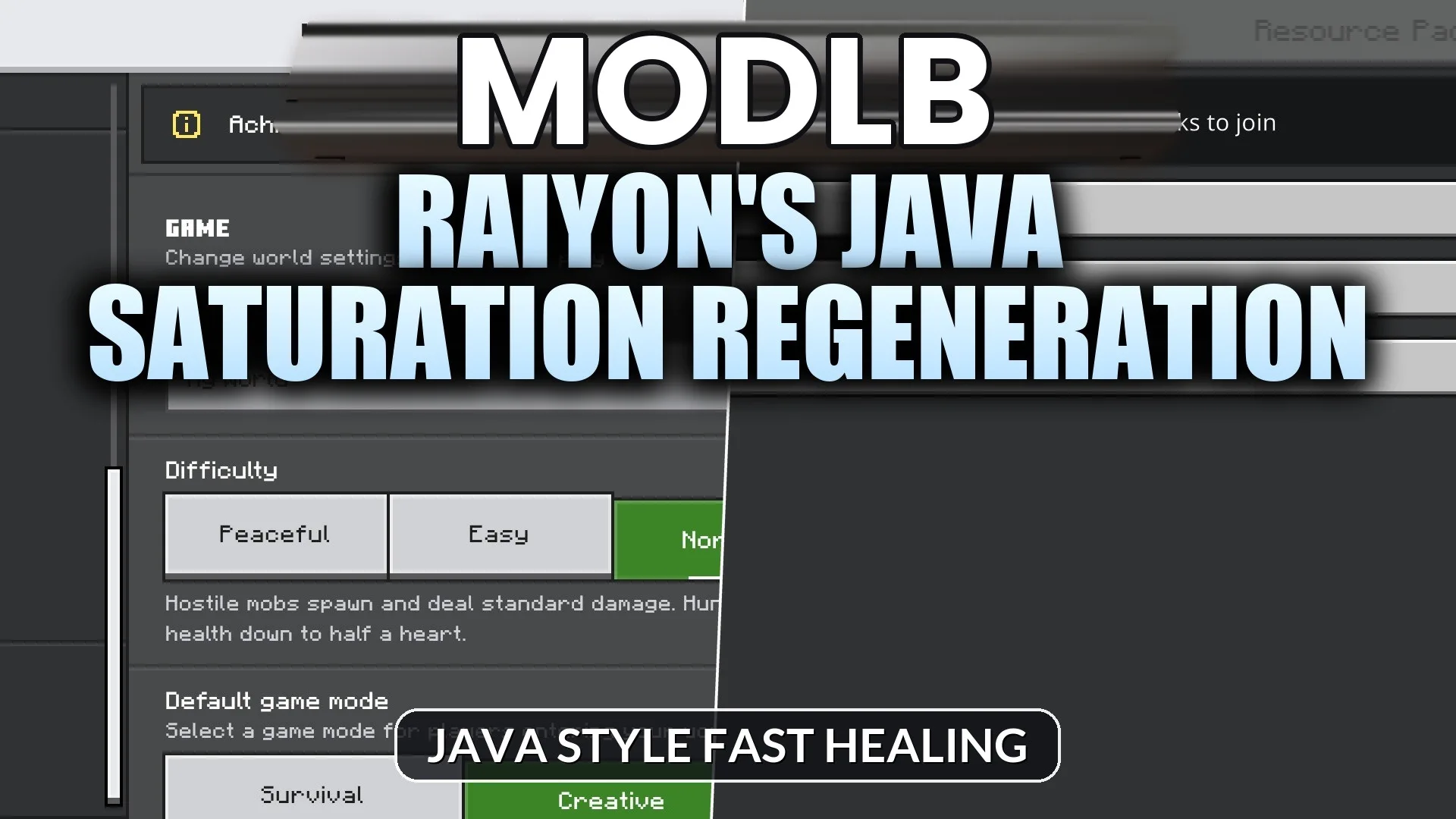 Raiyon’s Java Saturation Regeneration Addon (26.x, 1.21) – Java Style Fast Healing