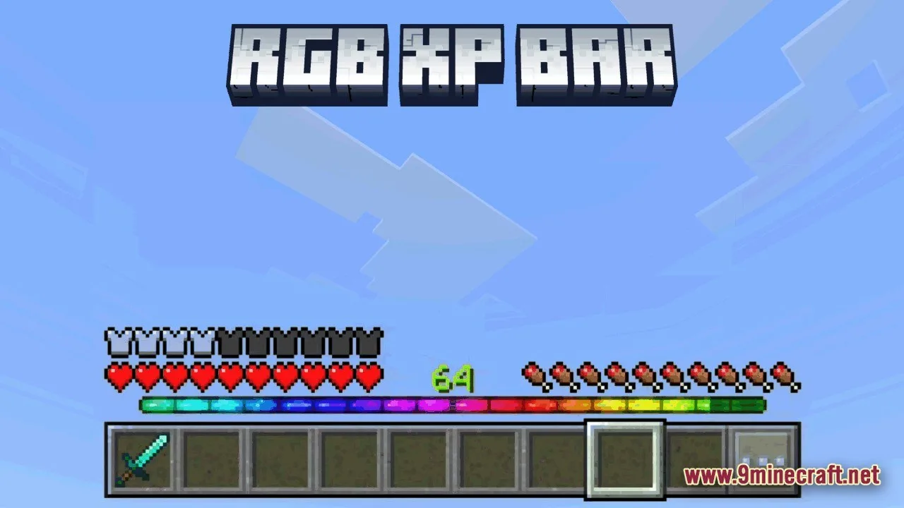 RGB XP Bar Texture Pack (1.21, 1.20) – Vibrant Animated Level Gauge