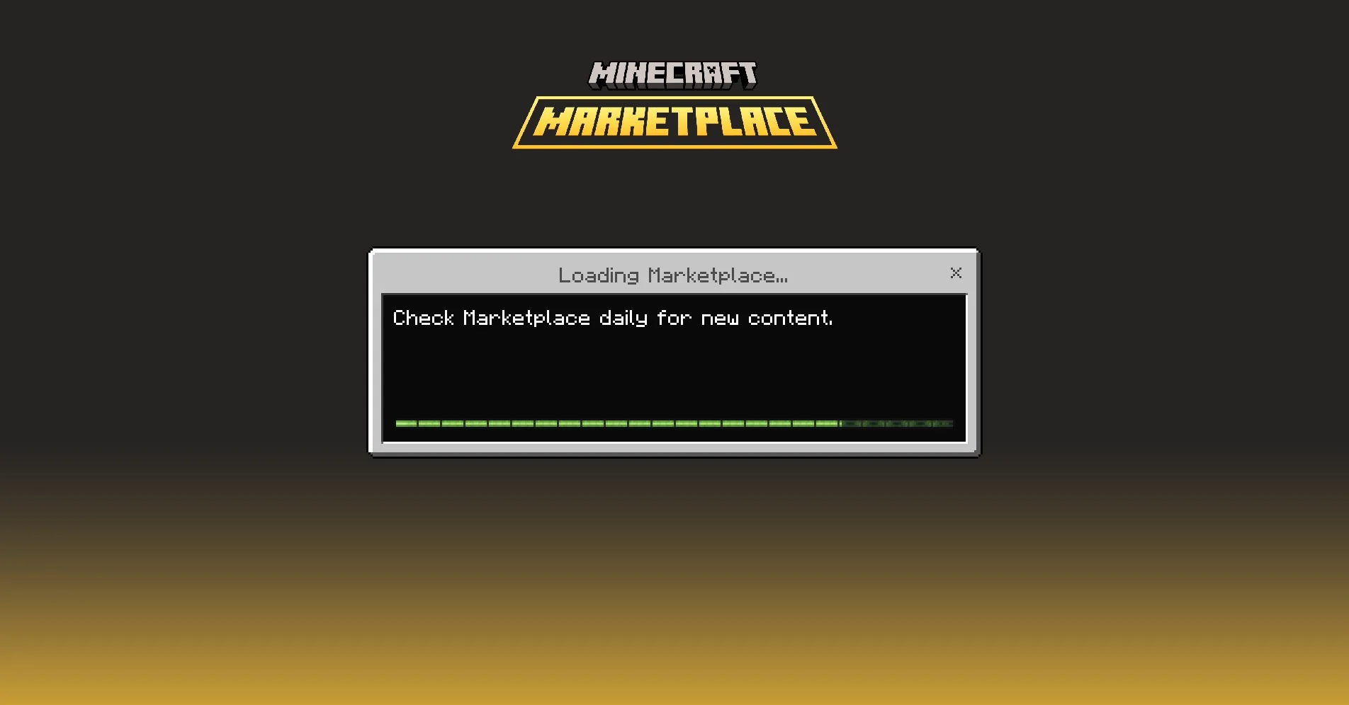 Squid Game - Minecraft Bedrock Edition Map Screenshot 3 Minecraft Marketplace loading screen featuring a green progress bar and text box