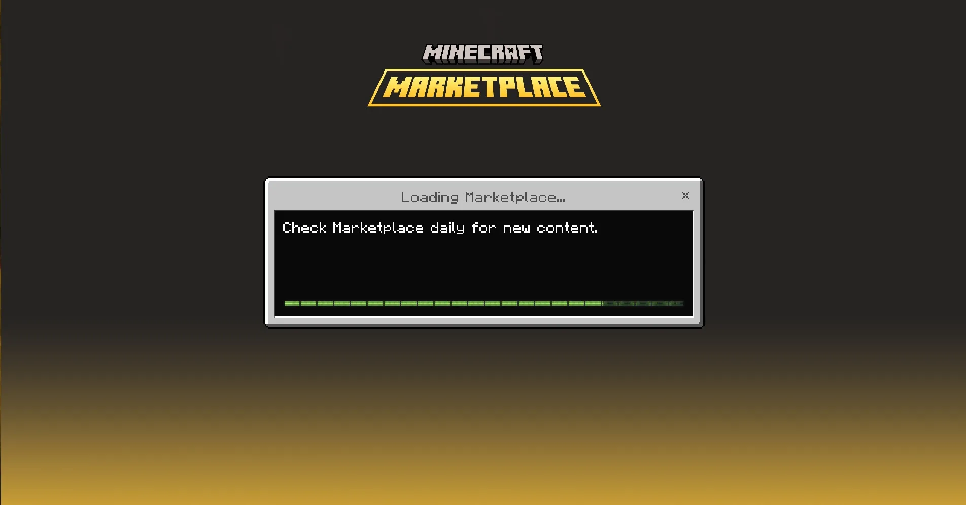 Squid Game - Minecraft Bedrock Edition Map Screenshot 5 The Minecraft Marketplace loading screen shows a progress bar on a dark background