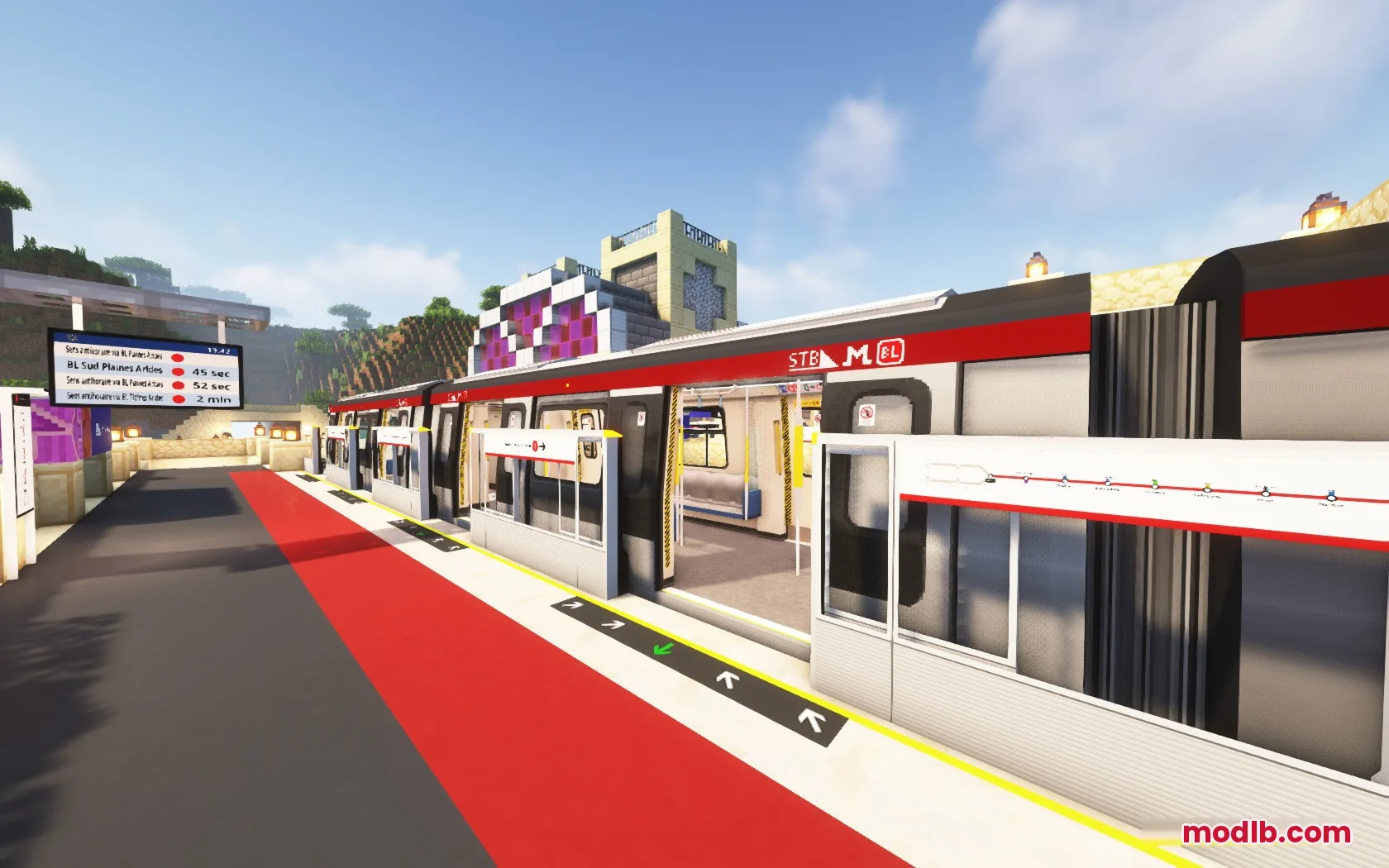 A modern STB metro train stopped at a station with platform screen doors
