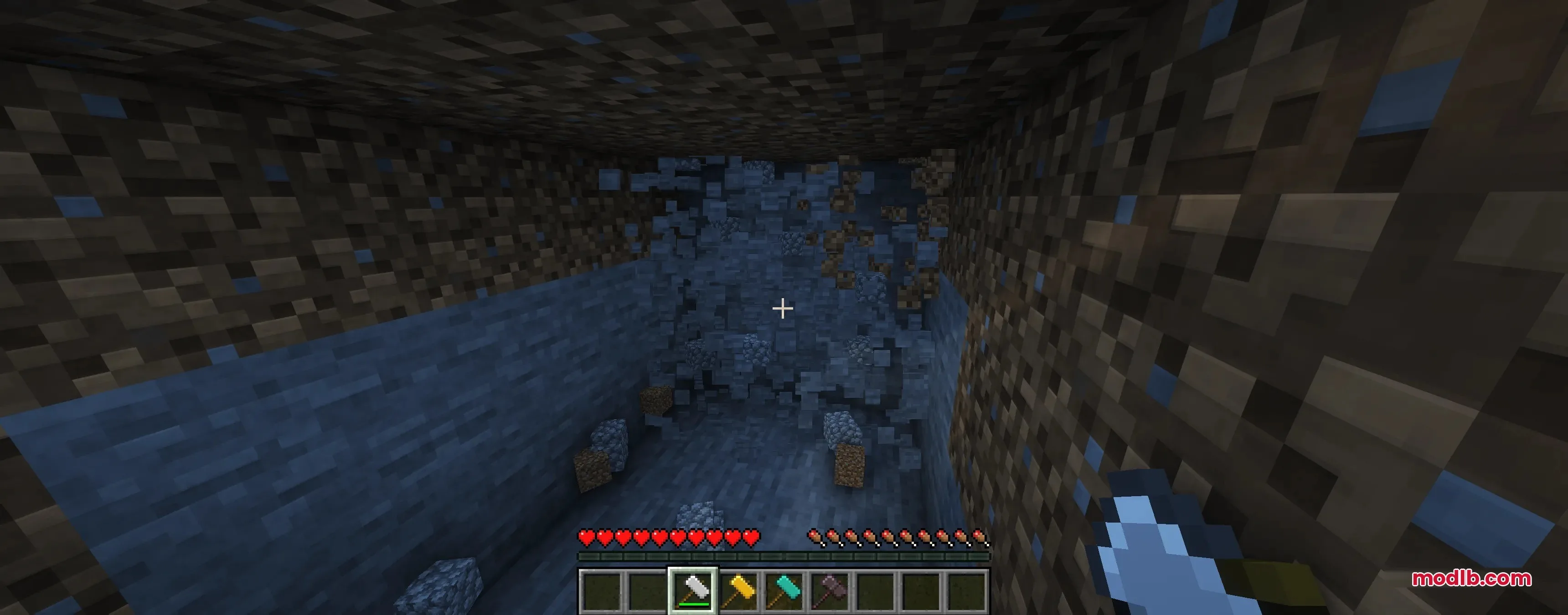 Tectonic Widebore Data Pack Screenshot 3 Player using a Tectonic Widebore hammer to clear a large tunnel area