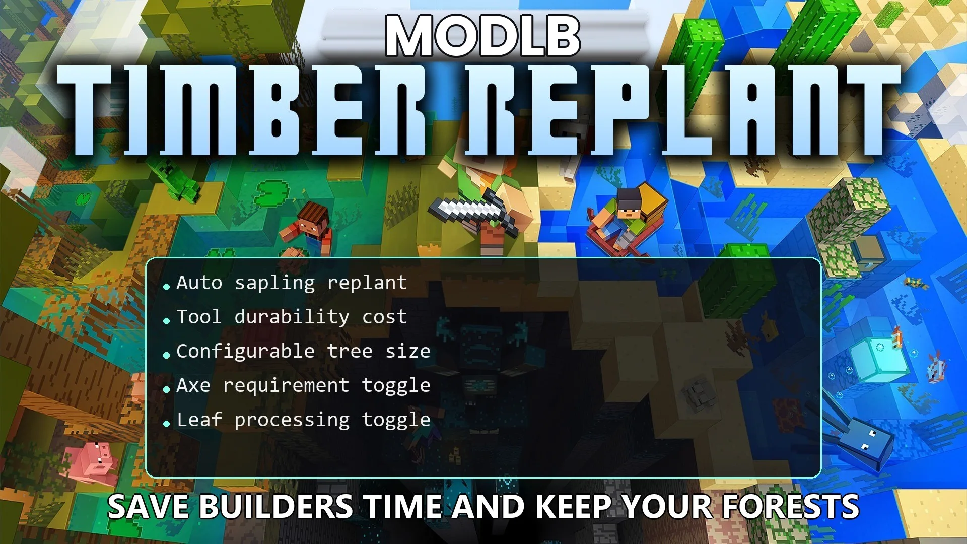 Timber Replant Plugin (26.2, 1.21.1) – Save Builders Time and Keep Your Forests cover art