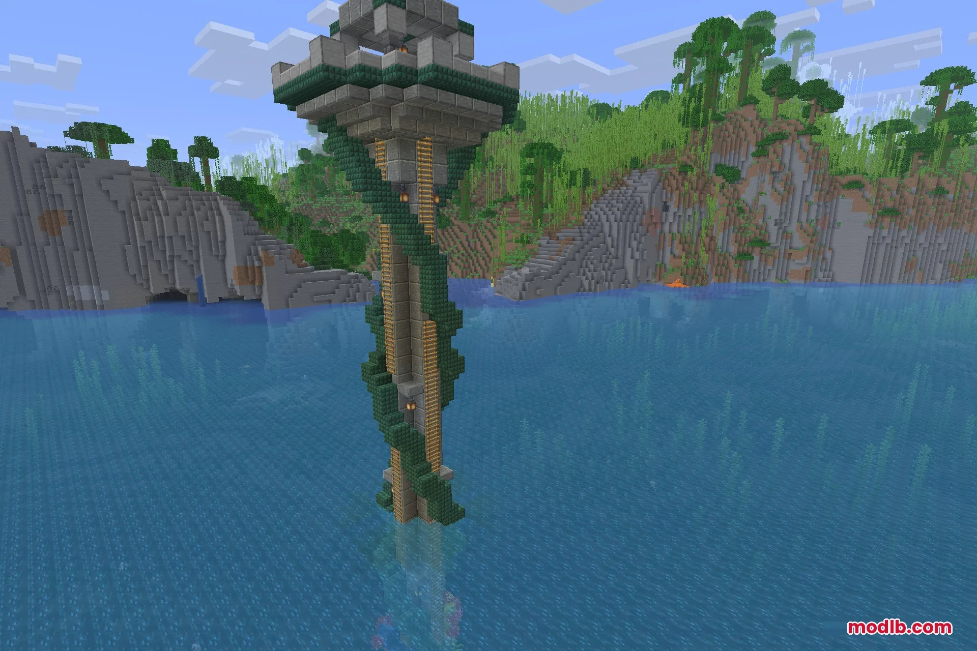 The warm-ocean tower beside a jungle coast