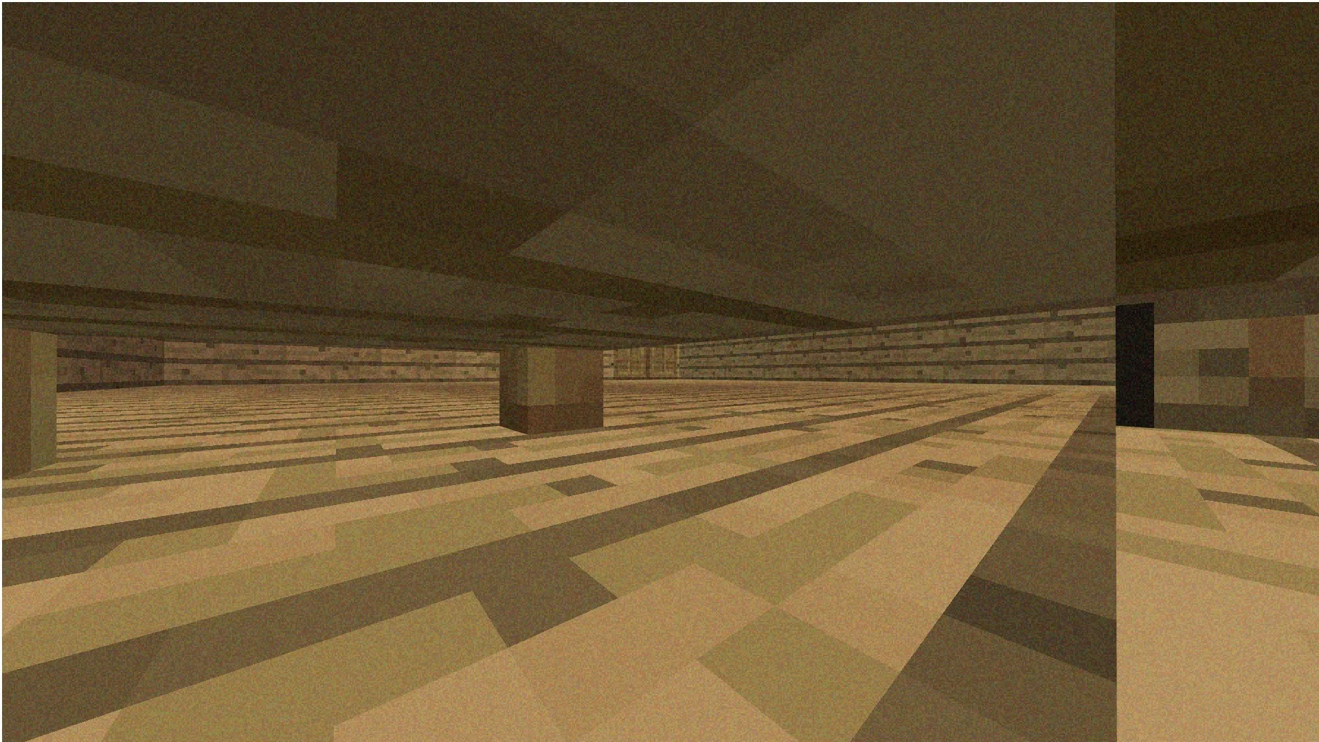 Twixxel's Stalkers Addon Screenshot 1 A large empty room with low ceilings and pillars in Minecraft