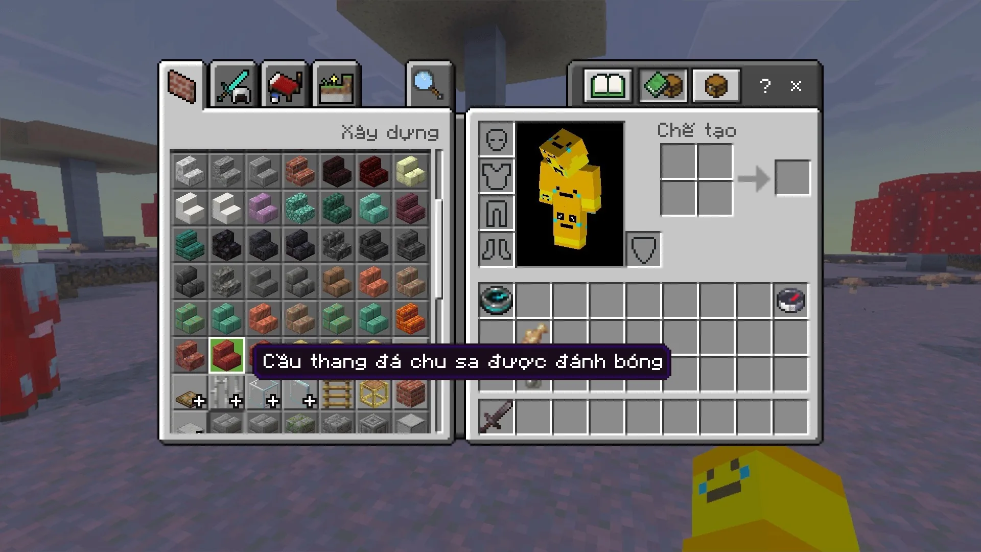 The Ty-el's Vietnamese Language Pack Texture MCPE/Bedrock Texture Pack Screenshot 3 Ty el Vietnamese Language Pack Texture showing translated inventory items and tooltips