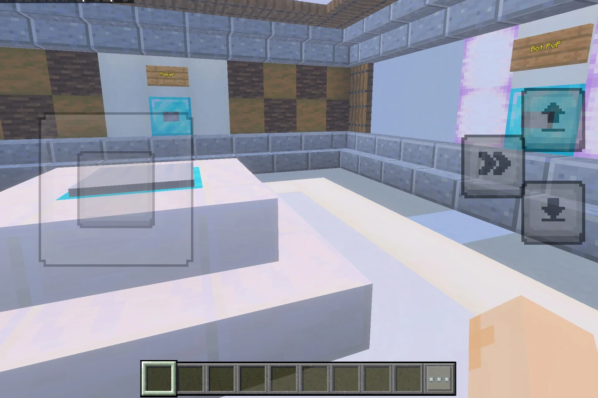 A white arena provides a dedicated space for players to practice against bots