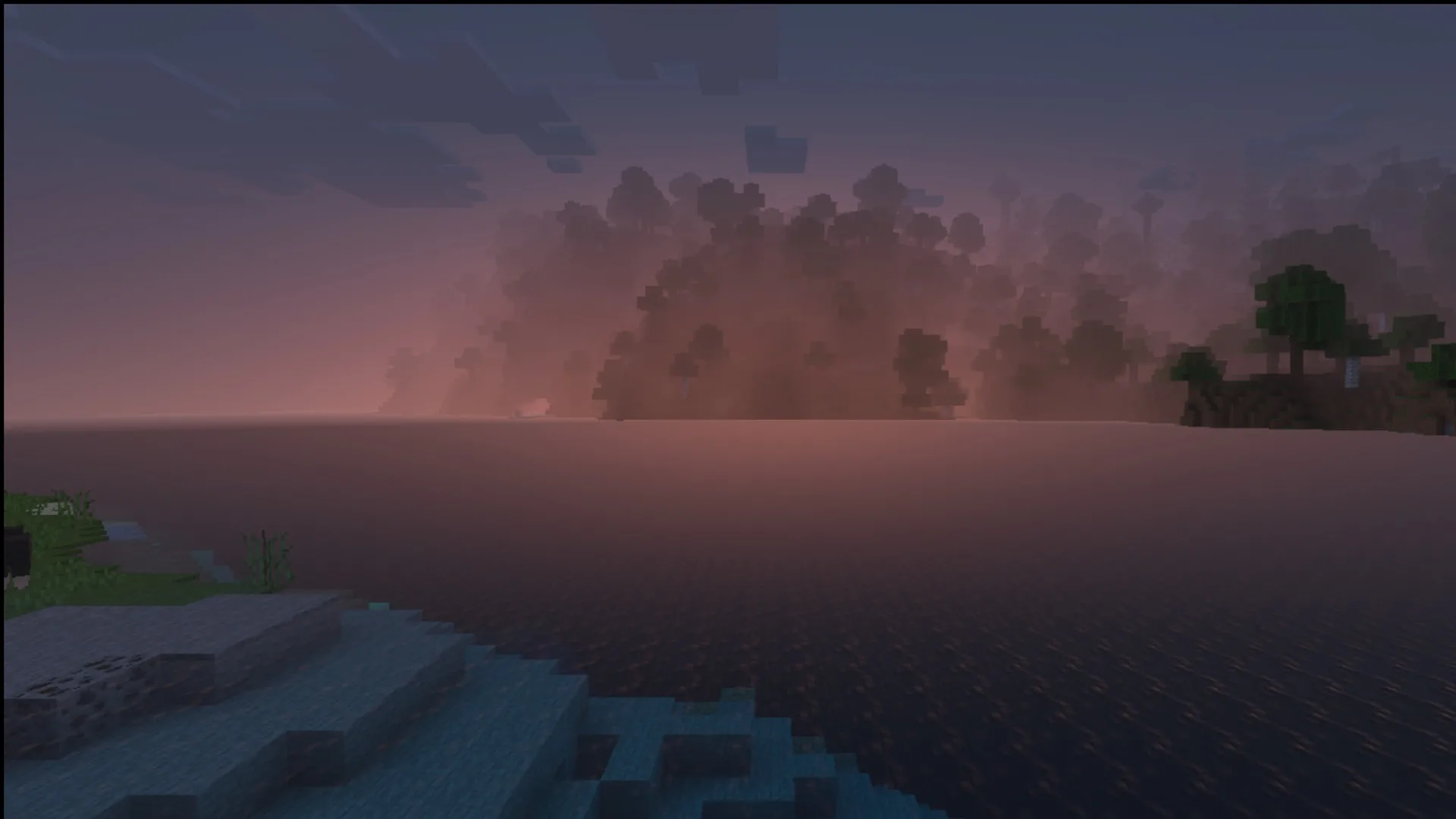Ultimate Survival Texture Pack Screenshot 8 A misty sunrise over the water in the Ultimate Survival pack
