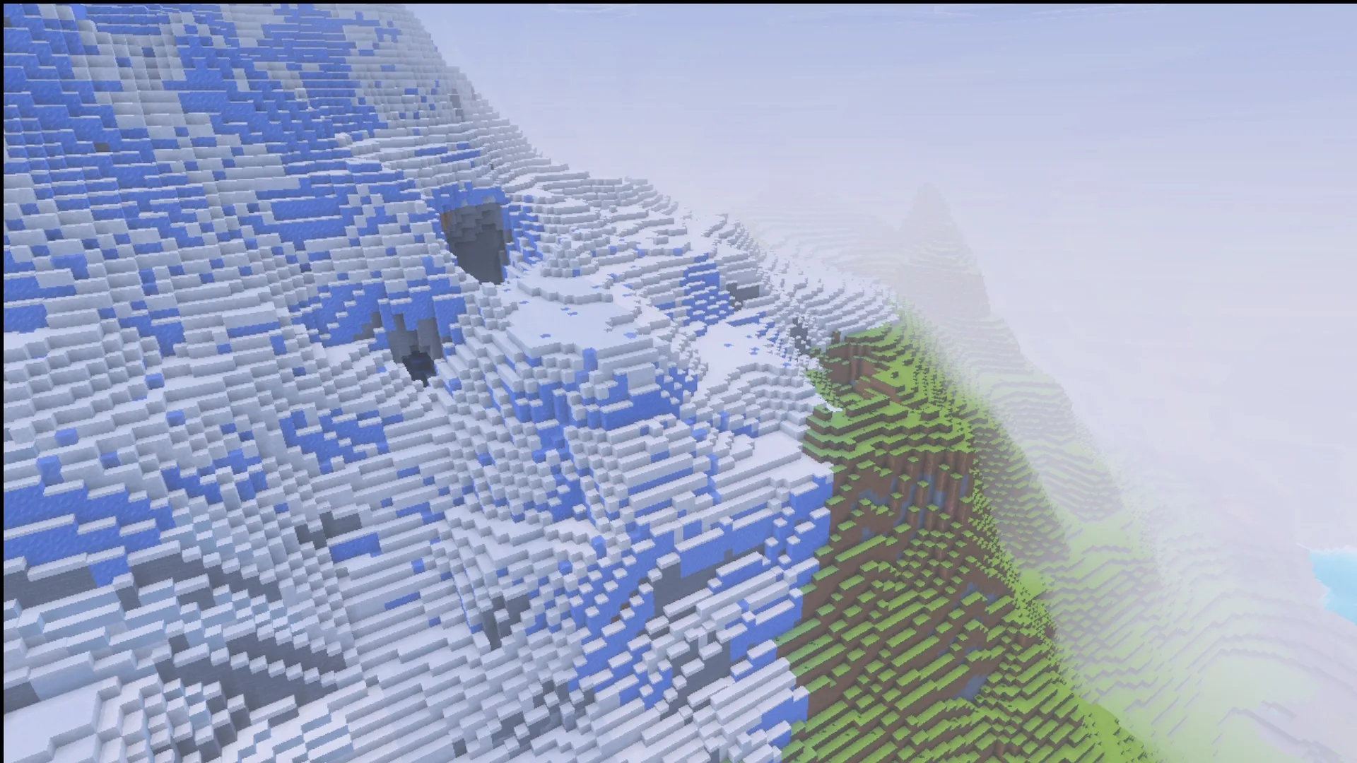 Ultimate Survival Texture Pack Screenshot 4 A snowy mountain slope and stone terrain using the Ultimate Survival textures