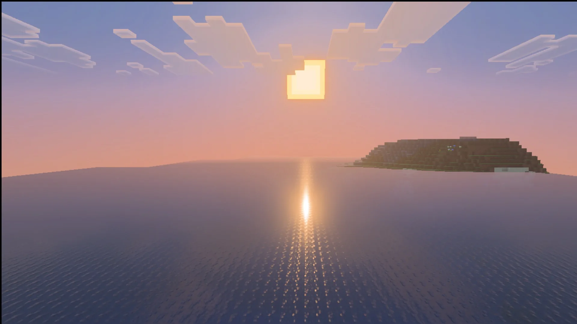 Ultimate Survival Texture Pack Screenshot 7 Sunset light reflecting on the ocean with the Ultimate Survival pack