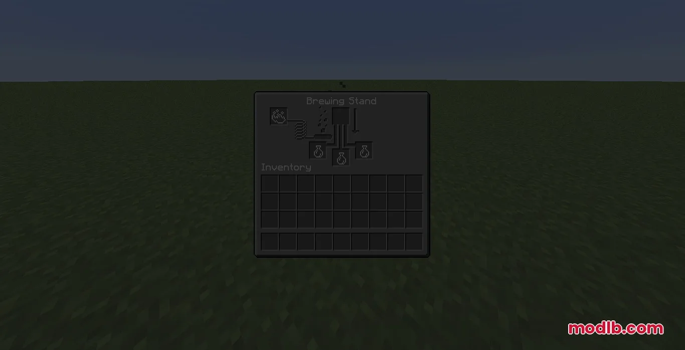 Brewing stand menu updated with the sleek Ultra Darkmode Resource Pack theme